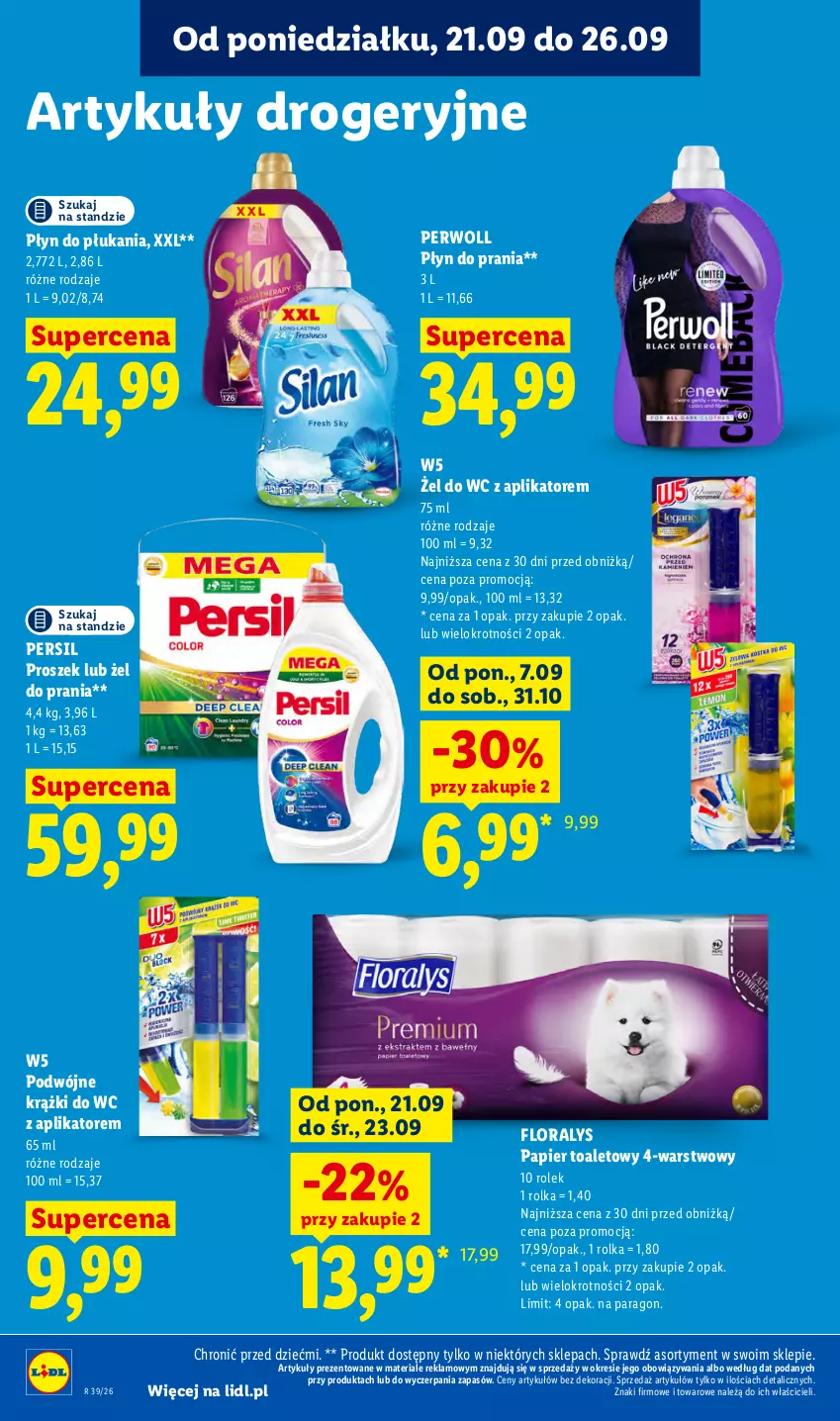 Gazetka promocyjna Lidl - Gazetka ważna od 21.09. do 23.09 - ważna 21.09 do 23.09.2026 - strona 96 - produkty: Flora, Papier, Papier toaletowy, Persil, Perwoll, Płyn do płukania, Płyn do prania