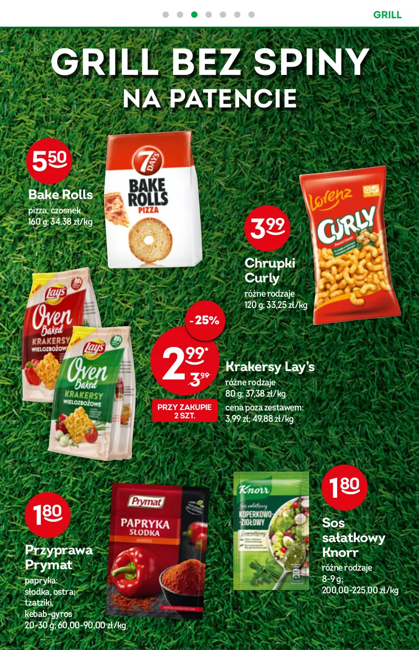 Gazetka promocyjna Żabka - ważna 08.06 do 14.06.2022 - strona 10 - produkty: Bake Rolls, Chrupki, Czosnek, Grill, Gyros, Kebab, Knorr, Krakersy, Lay’s, Papryka, Pizza, Prymat, Sałat, Sos