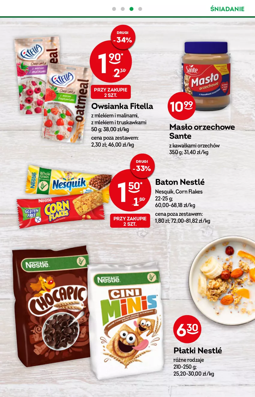 Gazetka promocyjna Żabka - ważna 08.06 do 14.06.2022 - strona 32 - produkty: Baton, Corn flakes, Kawa, Masło, Masło orzechowe, Nesquik, Nestlé, Owsianka, Sante