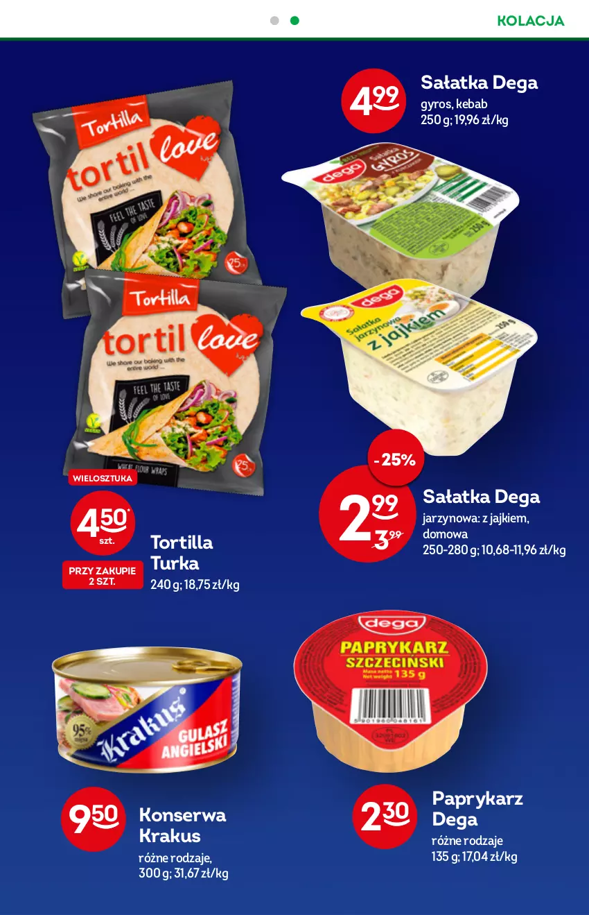 Gazetka promocyjna Żabka - ważna 08.06 do 14.06.2022 - strona 50 - produkty: Dega, Gyros, Kebab, Krakus, Papryka, Paprykarz, Sałat, Sałatka, Ser, Tortilla