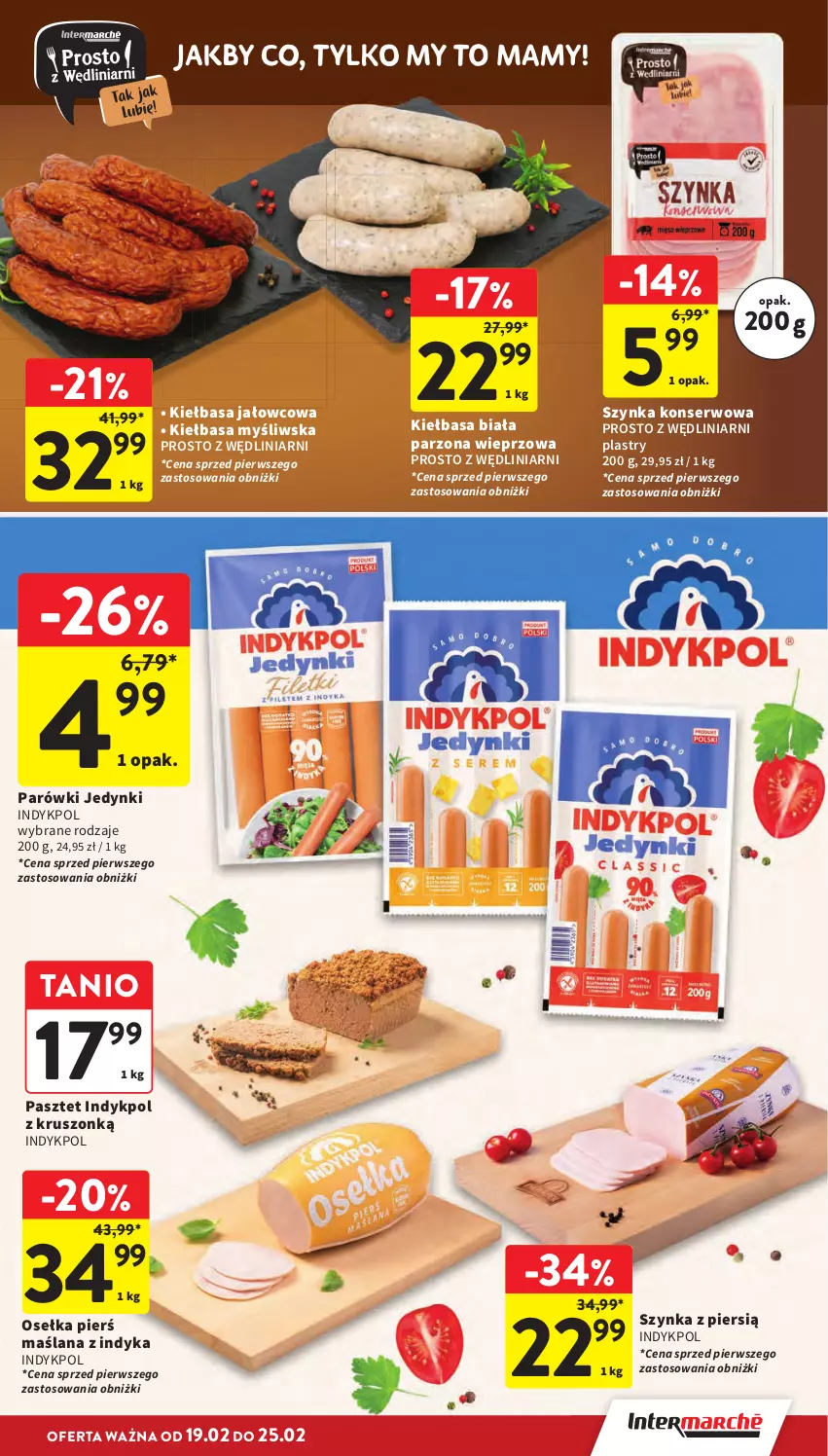 Gazetka promocyjna Intermarche - Gazetka promocyjna - ważna 19.02 do 25.02.2026 - strona 15 - produkty: Kiełbasa, Kiełbasa biała, LANA, Parówki, Pasztet, Ser, Szynka, Szynka konserwowa