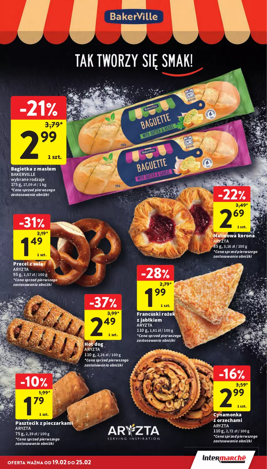Gazetka promocyjna Intermarche - Gazetka promocyjna - ważna 19.02 do 25.02.2026 - strona 27 - produkty: Bagietka, Hot dog, Pasztecik z pieczarkami, Piec, Pieczarka