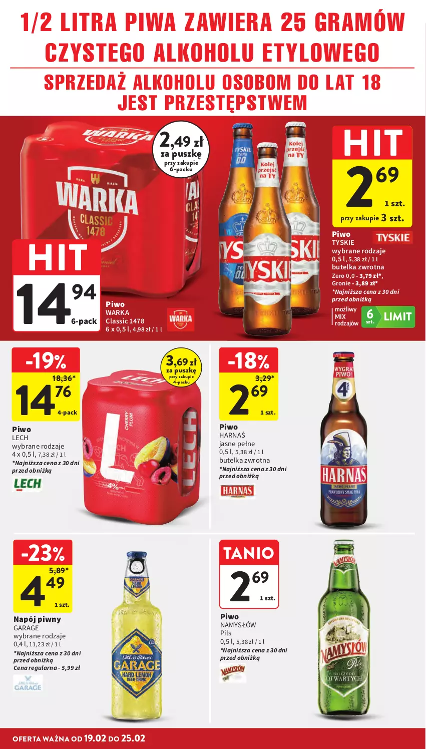 Gazetka promocyjna Intermarche - Gazetka promocyjna - ważna 19.02 do 25.02.2026 - strona 36 - produkty: Gra, Harnaś, Namysłów, Napój, Piwa, Piwo, Tyskie, Warka