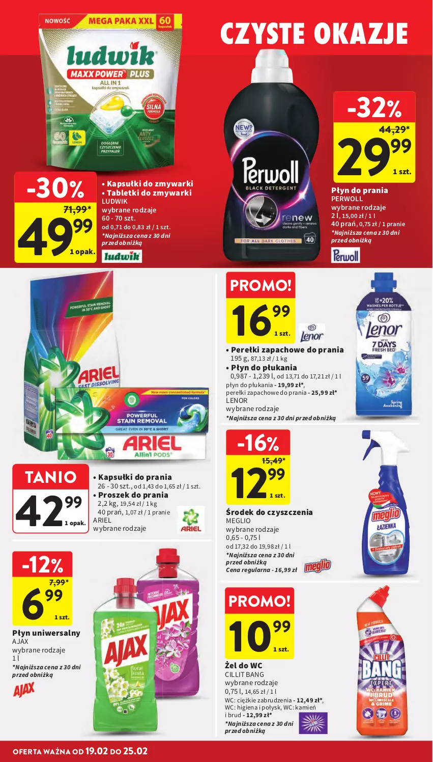 Gazetka promocyjna Intermarche - Gazetka promocyjna - ważna 19.02 do 25.02.2026 - strona 38 - produkty: Ajax, Ariel, Cillit Bang, Kapsułki do prania, Lenor, Ludwik, Perełki zapachowe, Perwoll, Płyn do płukania, Płyn do prania, Proszek do prania, Tablet, Tabletki do zmywarki, Zmywarki