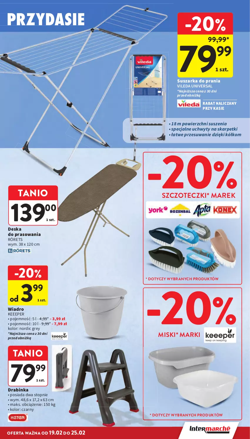 Gazetka promocyjna Intermarche - Gazetka promocyjna - ważna 19.02 do 25.02.2026 - strona 41 - produkty: Deska do prasowania, Inka, Karp, Rörets, Skarpetki, Suszarka, Top, Uchwyty, Vileda, Wiadro