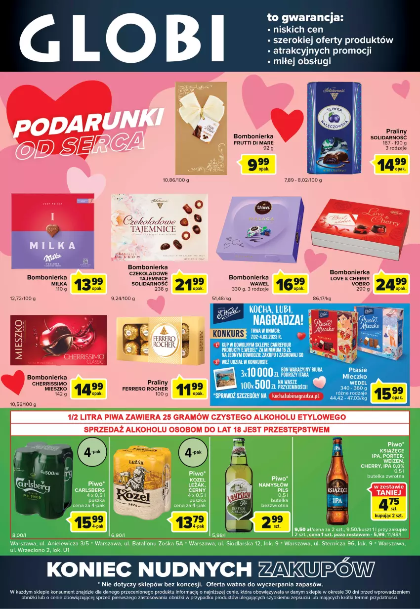 Gazetka promocyjna Carrefour - Gazetka Globi - ważna 07.02 do 13.02.2023 - strona 2 - produkty: Ferrero, Ferrero Rocher, Gra, Koc, Milka, Piwa, Praliny, Wawel