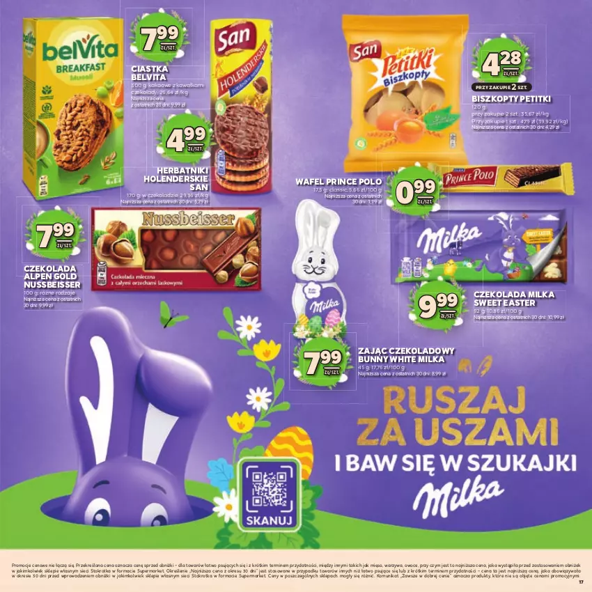Gazetka promocyjna Stokrotka - Katalog Wielkanocny! - ważna 19.03 do 08.04.2026 - strona 17 - produkty: BelVita, Biszkopty, Ciastka, Czekolada, Herbatniki, Kakao, Kawa, Mięso, Milka, Owoce, Prince Polo, Ser, Warzywa