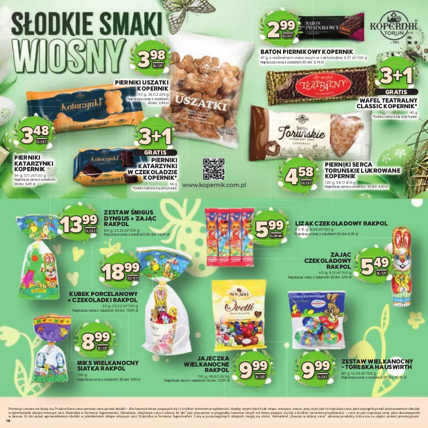 Gazetka promocyjna Stokrotka - Katalog Wielkanocny! - ważna 19.03 do 08.04.2026 - strona 18 - produkty: Baton, Gra, Kubek, Mięso, Owoce, Piernik, Por, Ser, Siatka, Torebka, Warzywa