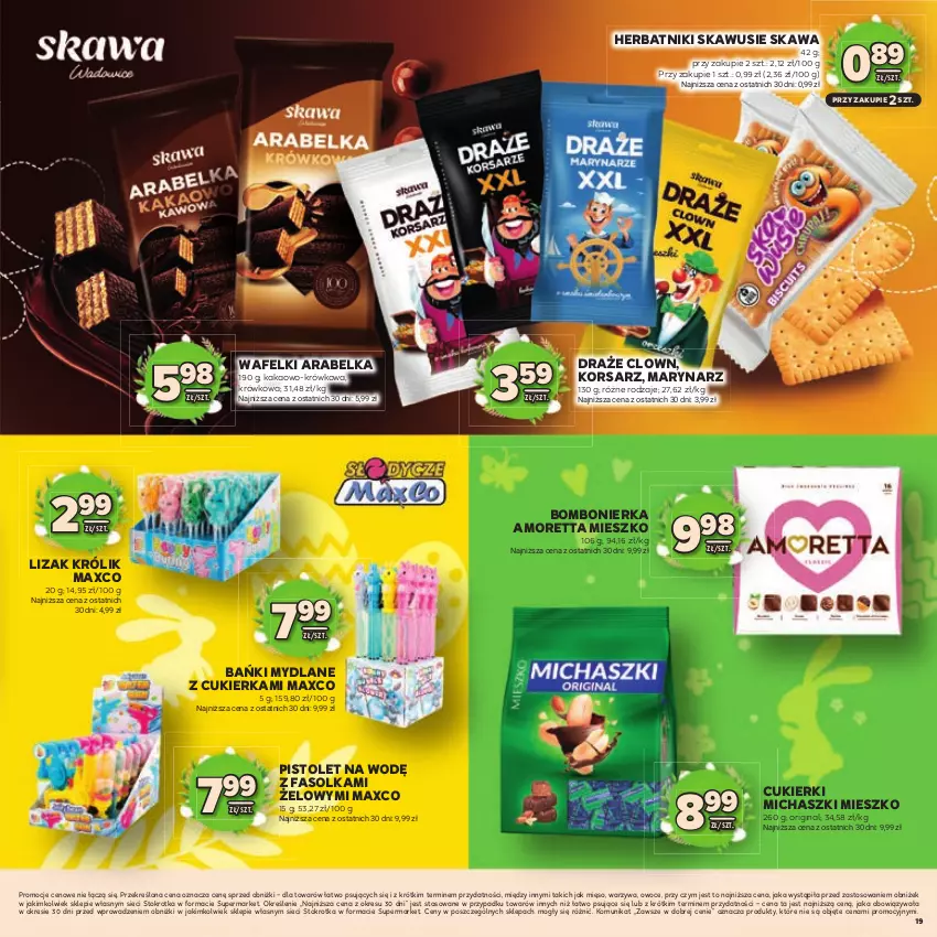 Gazetka promocyjna Stokrotka - Katalog Wielkanocny! - ważna 19.03 do 08.04.2026 - strona 19 - produkty: Cukier, Cukierki, Fa, Gin, Herbatniki, Kakao, Kawa, Królik, Mięso, Owoce, Pistolet, Warzywa