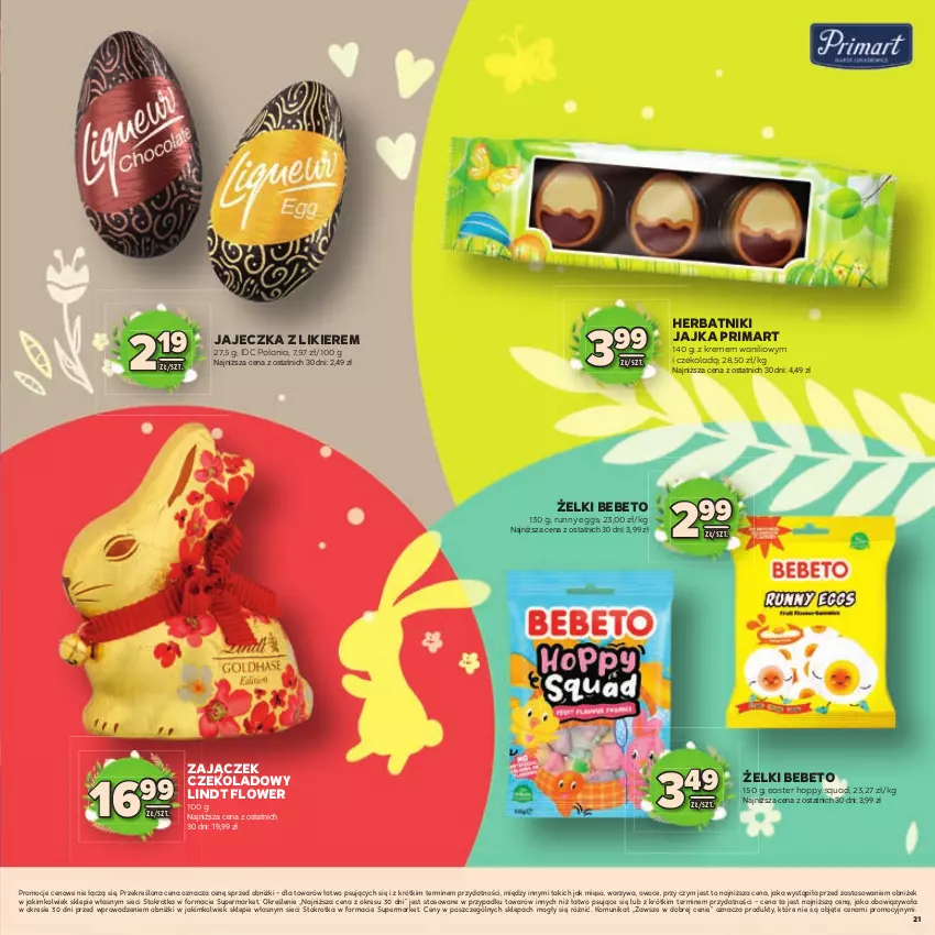 Gazetka promocyjna Stokrotka - Katalog Wielkanocny! - ważna 19.03 do 08.04.2026 - strona 21 - produkty: Herbatniki, Likier, Lindt, Mięso, Owoce, Prima, Squad, Warzywa