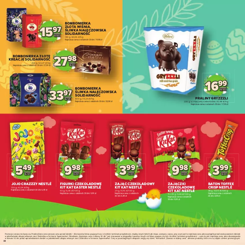 Gazetka promocyjna Stokrotka - Katalog Wielkanocny! - ważna 19.03 do 08.04.2026 - strona 22 - produkty: Baton, Gry, Kit Kat, Mięso, Nestlé, Owoce, Praliny, Warzywa
