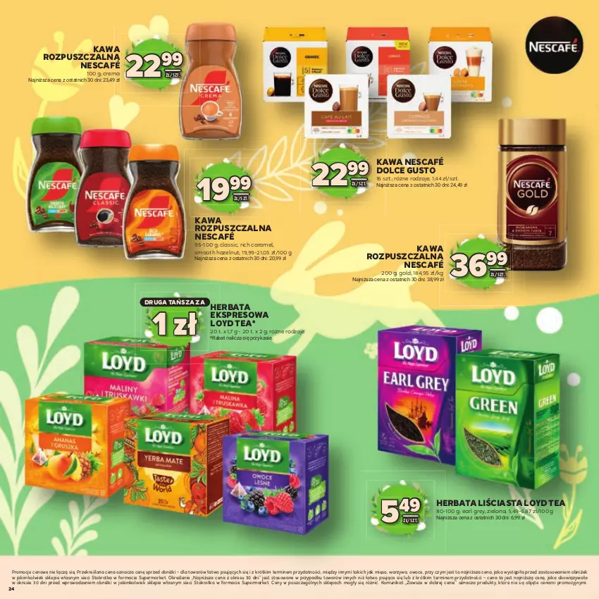 Gazetka promocyjna Stokrotka - Katalog Wielkanocny! - ważna 19.03 do 08.04.2026 - strona 24 - produkty: Dolce Gusto, Earl Grey, Herbata, Kawa, Kawa rozpuszczalna, Loyd, Mięso, Nescafé, Owoce, Warzywa