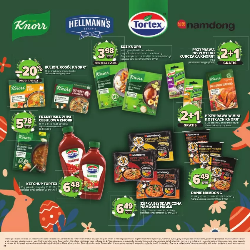 Gazetka promocyjna Stokrotka - Katalog Wielkanocny! - ważna 19.03 do 08.04.2026 - strona 32 - produkty: Bulion, Cebula, Czosnek, Gra, Ketchup, Knorr, Kurczak, Lion, Mięso, Owoce, Rosół, Sos, Warzywa, Wiko, Zupa, Zupa cebulowa