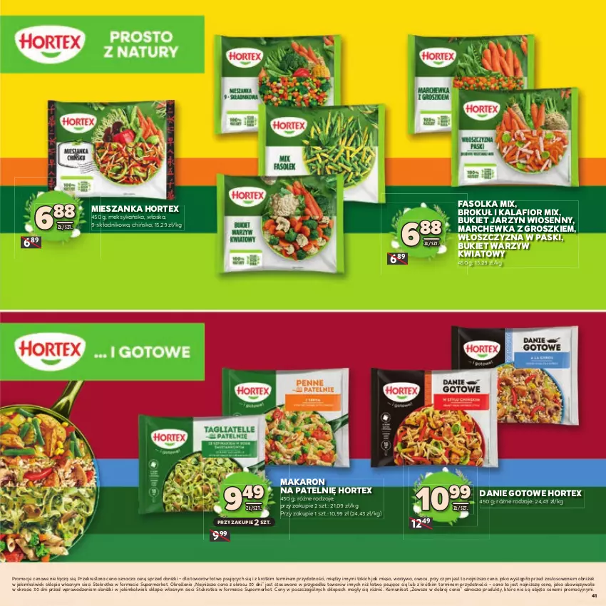Gazetka promocyjna Stokrotka - Katalog Wielkanocny! - ważna 19.03 do 08.04.2026 - strona 41 - produkty: Bukiet, Bukiet warzyw, Danie gotowe, Fa, Hortex, Kalafior, Makaron, Marchewka, Mięso, Owoce, Warzywa