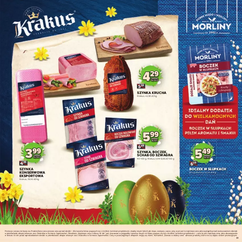 Gazetka promocyjna Stokrotka - Katalog Wielkanocny! - ważna 19.03 do 08.04.2026 - strona 51 - produkty: Boczek, Gra, Krakus, Mięso, Morliny, Owoce, Por, Ser, Sport, Szynka, Szynka konserwowa, Warzywa
