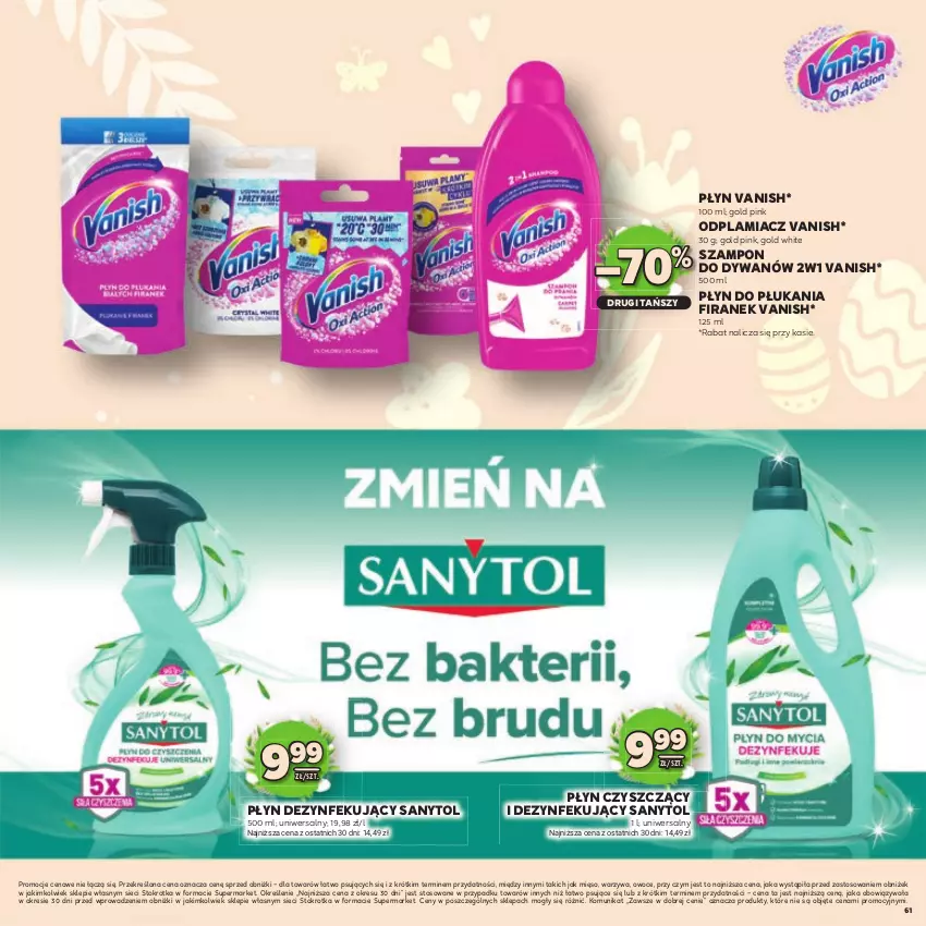 Gazetka promocyjna Stokrotka - Katalog Wielkanocny! - ważna 19.03 do 08.04.2026 - strona 61 - produkty: Dywan, Mięso, Odplamiacz, Owoce, Płyn do płukania, Sanytol, Szampon, Vanish, Warzywa