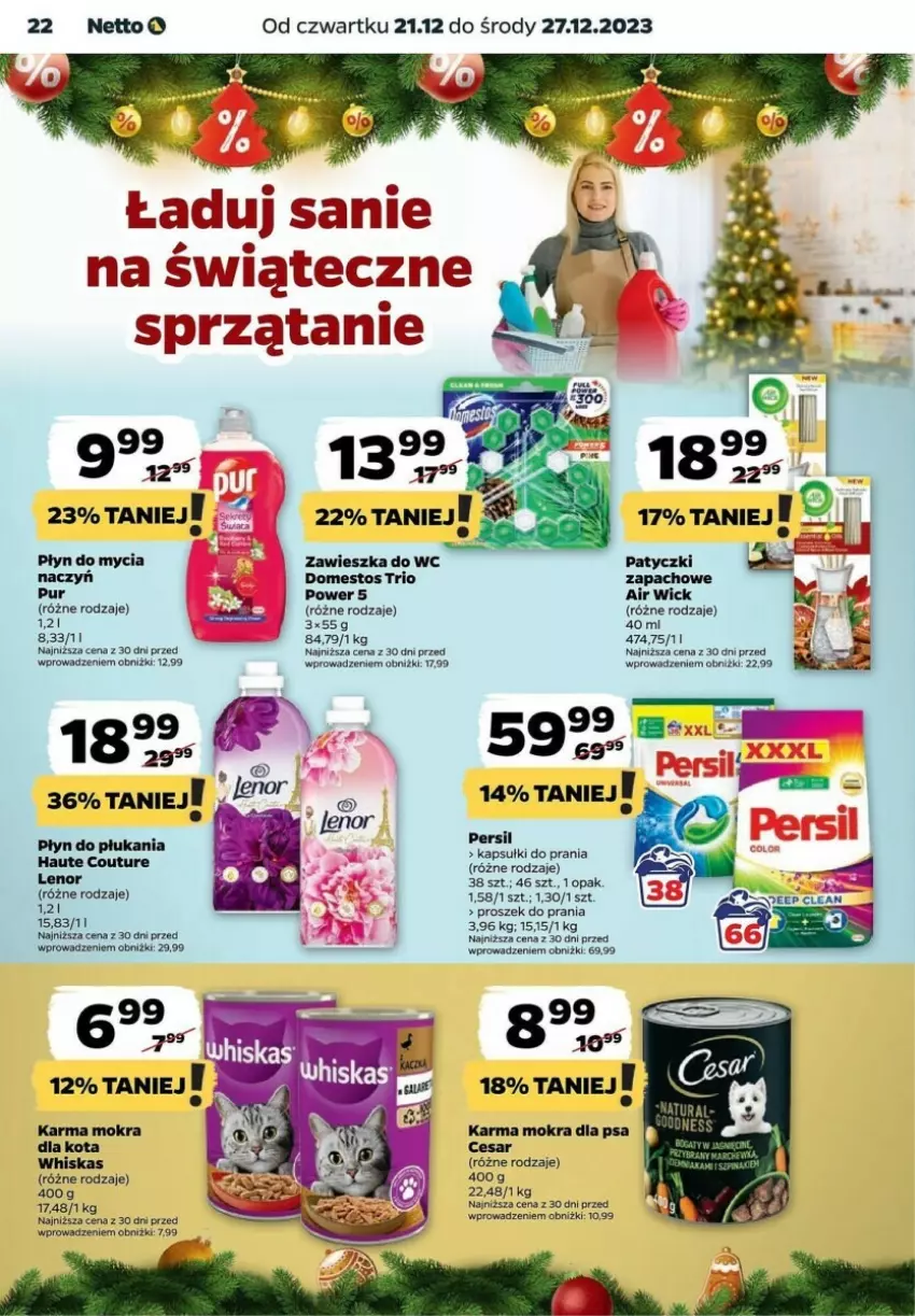 Gazetka promocyjna Netto - ważna 21.12 do 27.12.2023 - strona 15 - produkty: Air Wick, Domestos, Kapsułki do prania, Lenor, Persil, Płyn do mycia, Proszek do prania, Pur, Whiskas, Zawieszka do wc