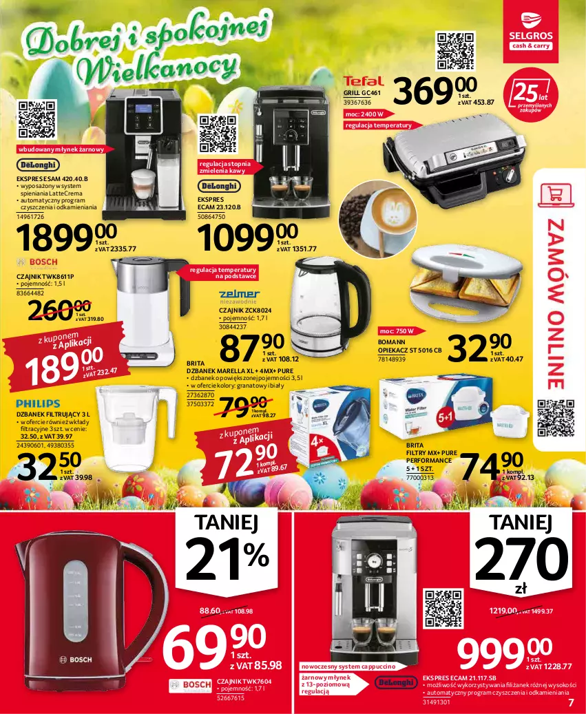 Gazetka promocyjna Selgros - Oferta przemysłowa - ważna 07.04 do 16.04.2022 - strona 7 - produkty: Brit, Brita, Cappuccino, Czajnik, Dzbanek, Dzbanek filtrujący, Gra, Granat, Grill, Młynek, Pur, Sok, Top