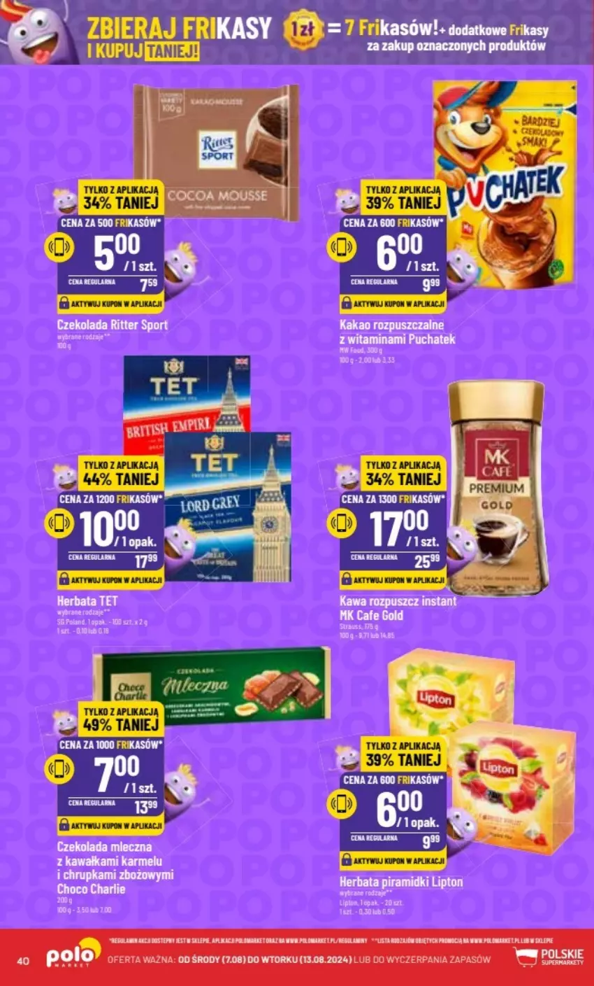 Gazetka promocyjna PoloMarket - ważna 07.08 do 13.08.2024 - strona 35 - produkty: Czekolada, Czekolada mleczna, Fa, Herbata, Kakao, Kawa, Por, Ritter Sport, Sport