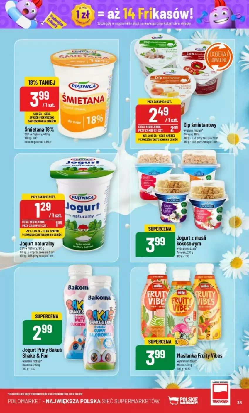 Gazetka promocyjna PoloMarket - ważna 19.06 do 25.06.2024 - strona 27 - produkty: Bakoma, Jogurt, Jogurt naturalny, Jogurt pitny, Kokos, Maślanka, Mus, Polmiek