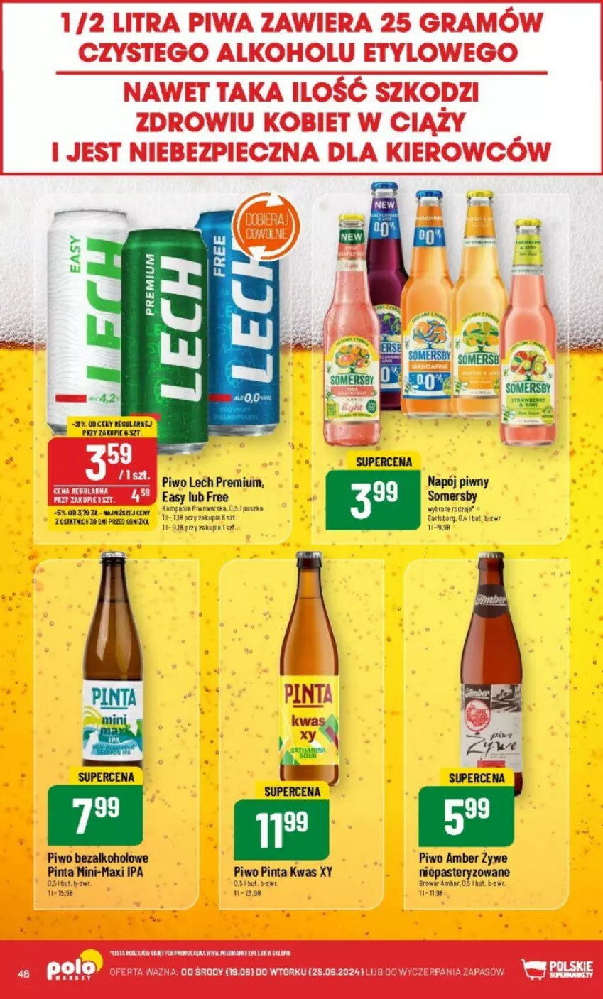 Gazetka promocyjna PoloMarket - ważna 19.06 do 25.06.2024 - strona 43 - produkty: Lech Premium, Napój, Piwo, Somersby