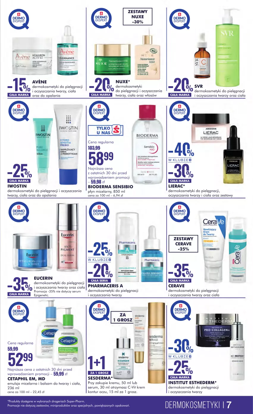 Gazetka promocyjna Super Pharm - ważna 23.11 do 01.12.2024 - strona 7 - produkty: Acer, Bioderma, CeraVe, Cetaphil, Emulsja, Iwostin, Kosmetyki do pielęgnacji, Lierac, Nuxe, Pharmaceris, Płyn micelarny, Rum, Ser, Serum