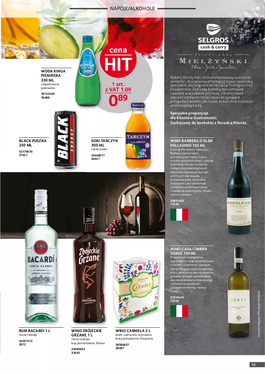 Gazetka promocyjna Selgros - Oferta gastronomiczna - ważna 27.12.2021 do 06.01.2022 - strona 13 - produkty: Alkohole, Bacardi, Gruszki, Intel, Lack, LG, Napoje, Rum, Ser, Sok, Tran, Wino, Woda