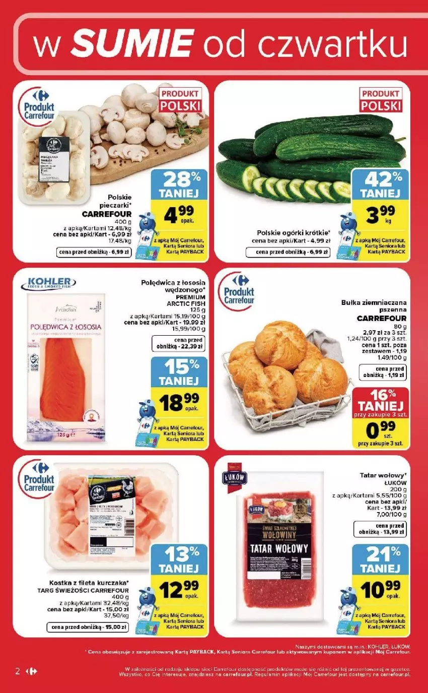 Gazetka promocyjna Carrefour - Gazetka Carrefour, Market w SUMIE od czwartku WEEKEND OKAZJI - ważna 17.09 do 19.09.2026 - strona 2 - produkty: Bułka, Fa, Kurczak, Piec, Polędwica, Sos, Tatar wołowy