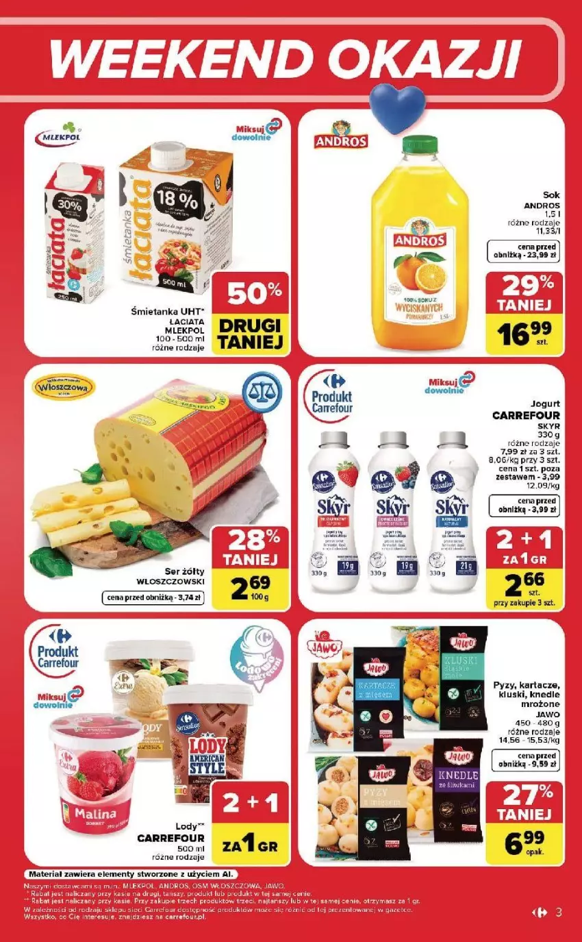 Gazetka promocyjna Carrefour - Gazetka Carrefour, Market w SUMIE od czwartku WEEKEND OKAZJI - ważna 17.09 do 19.09.2026 - strona 3 - produkty: Fa, JBL, Jogurt, Kawa, Knedle, Ser, Sok