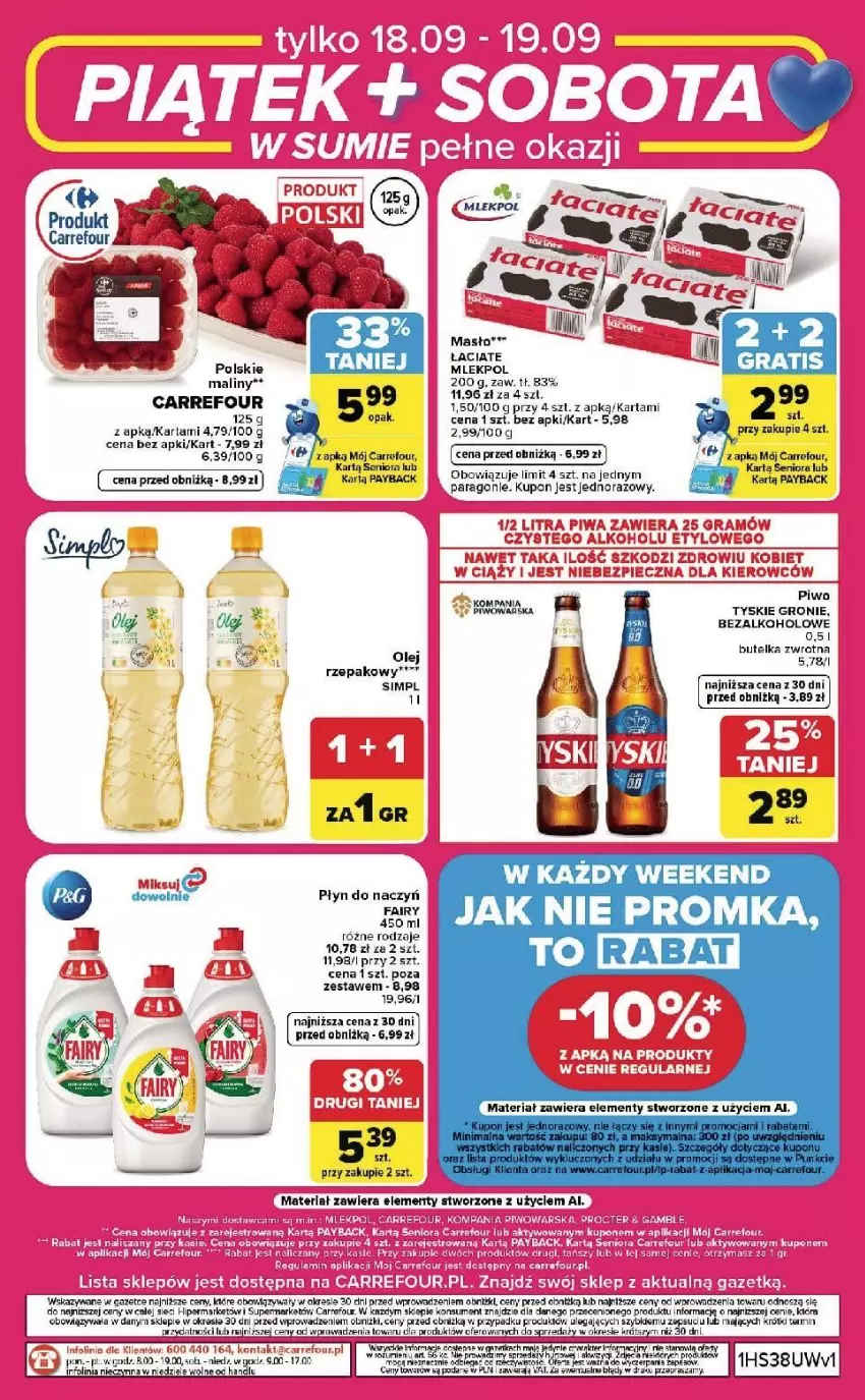 Gazetka promocyjna Carrefour - Gazetka Carrefour, Market w SUMIE od czwartku WEEKEND OKAZJI - ważna 17.09 do 19.09.2026 - strona 8 - produkty: Anew, Fa, Gra, Maliny, Olej, Piec, Piwo, Tyskie