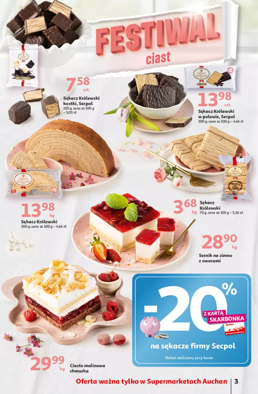 Gazetka promocyjna Auchan - Gazetka Wielkie majowe odkrycia cenowe część #3 Supermarket Auchan - ważna 11.05 do 17.05.2023 - strona 3 - produkty: Królewski, Sękacz, Ser