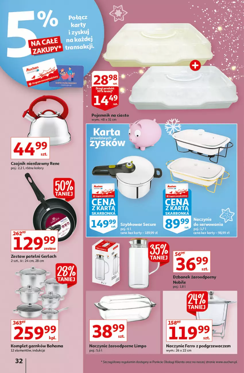 Gazetka promocyjna Auchan - Magia stołu wigilijnego Hipermarkety - ważna 16.12 do 24.12.2021 - strona 32 - produkty: Czajnik, Dzbanek, Hama, Naczynie żaroodporne, Podgrzewacze, Por, Szybkowar, Tran