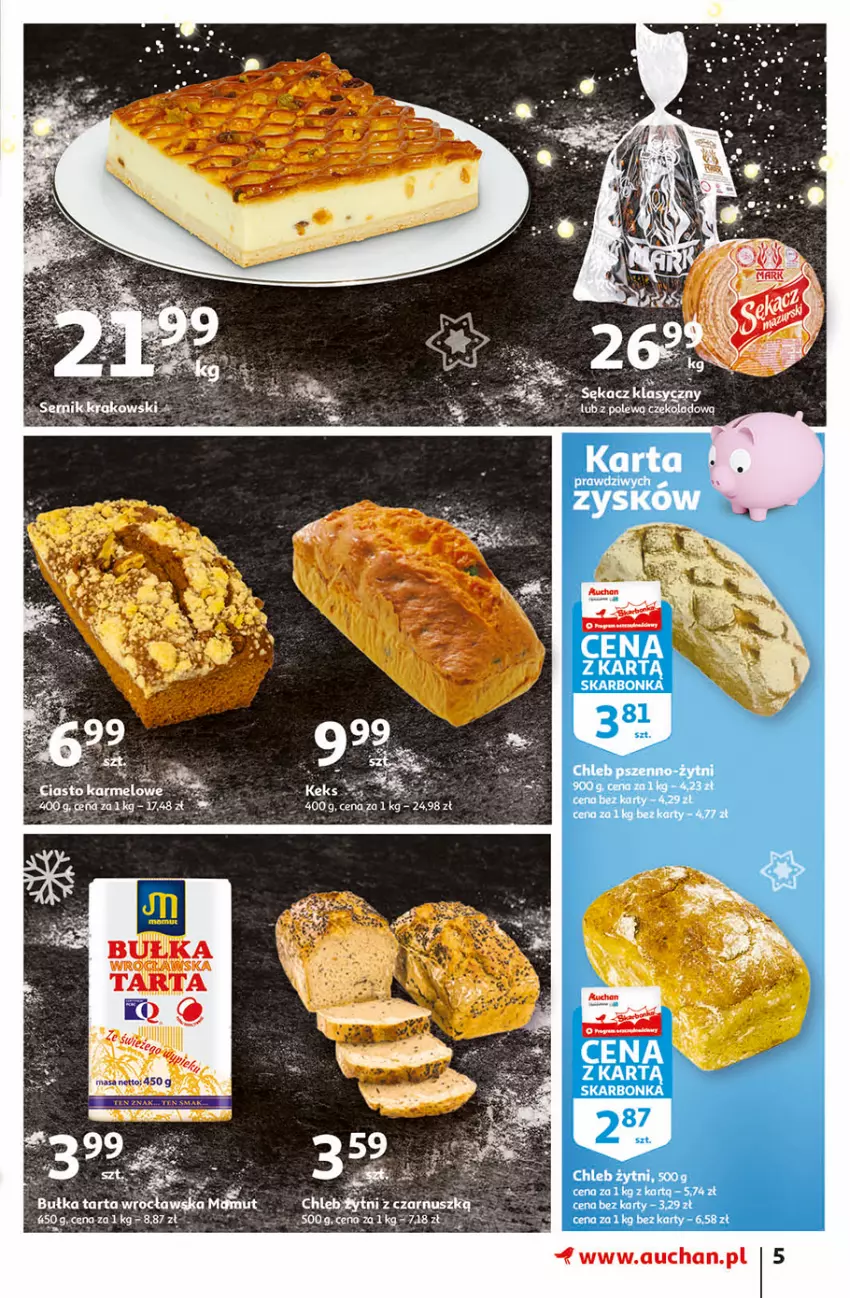 Gazetka promocyjna Auchan - Magia stołu wigilijnego Hipermarkety - ważna 16.12 do 24.12.2021 - strona 5 - produkty: Bułka, Bułka tarta, Sękacz, Tarta, Tera