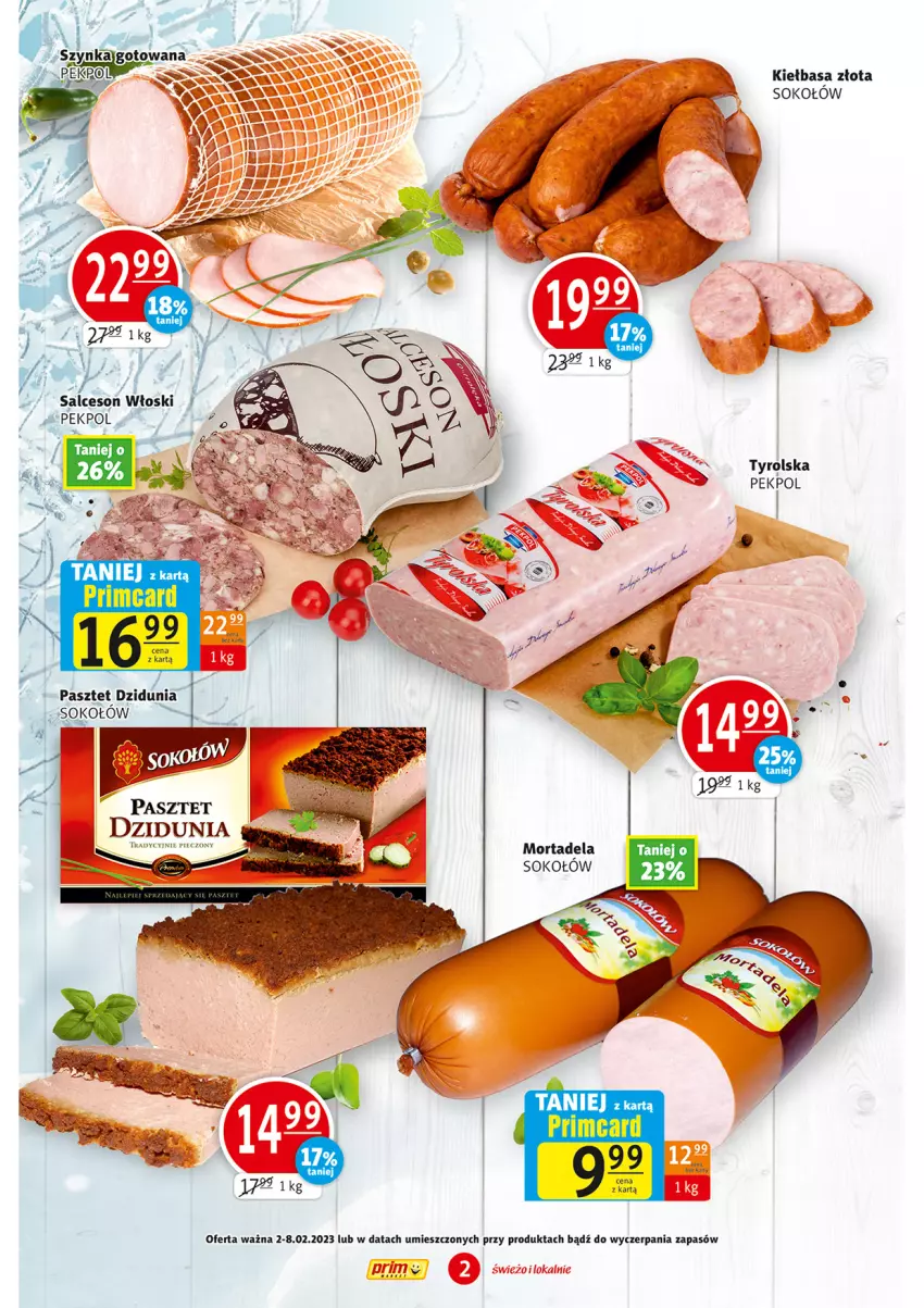 Gazetka promocyjna Prim Market - ważna 02.02 do 08.02.2023 - strona 2 - produkty: Kiełbasa, Pasztet, Pekpol, Salceson, Sok, Sokołów