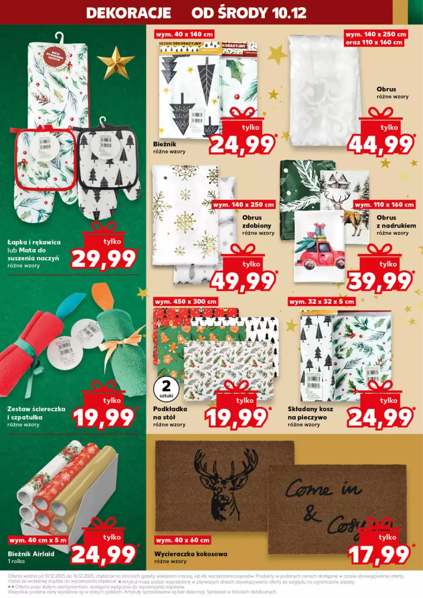 Gazetka promocyjna Kaufland - Kaufland - ważna 10.12 do 16.12.2025 - strona 39 - produkty: Bieżnik, Kokos, Kosz, Obrus, Piec, Pieczywo, Podkład, Podkładka, Stół, Szpatułka, Wycieraczka