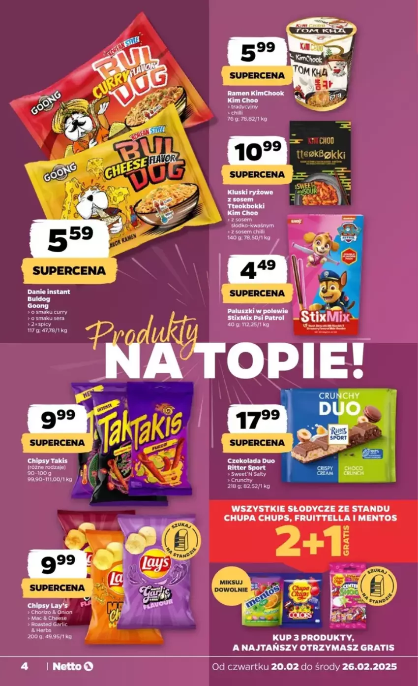 Gazetka promocyjna Netto - ważna 20.02 do 26.02.2025 - strona 10 - produkty: Chipsy, Chupa Chups, Gra, Mentos, Ryż, Ser, Sos