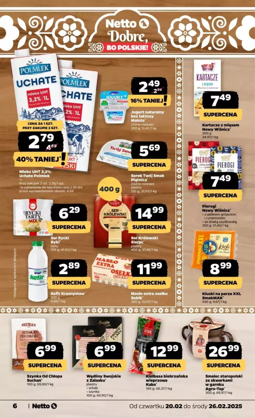 Gazetka promocyjna Netto - ważna 20.02 do 26.02.2025 - strona 3 - produkty: Fa, Kiełbasa, Kluski na parze, Pierogi, Smalec, Szynka, Top, Warka