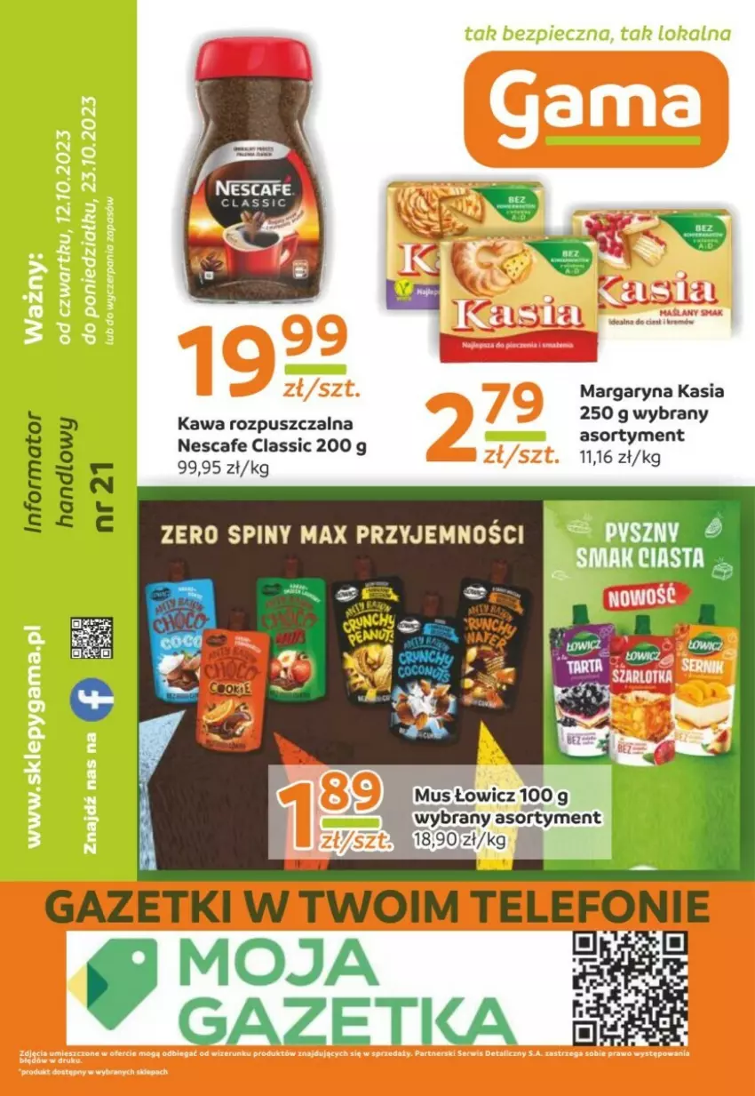 Gazetka promocyjna Gama - ważna 12.10 do 23.10.2023 - strona 4 - produkty: Kasia, Kawa, Kawa rozpuszczalna, Margaryna, Mus