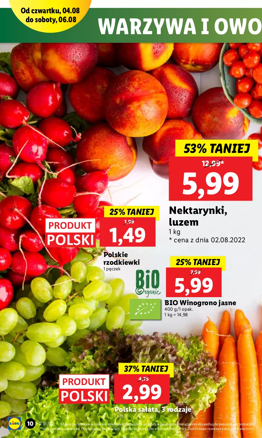 Gazetka promocyjna Lidl - GAZETKA - ważna 04.08 do 06.08.2022 - strona 10 - produkty: Nektar, Sałat, Warzywa, Wino