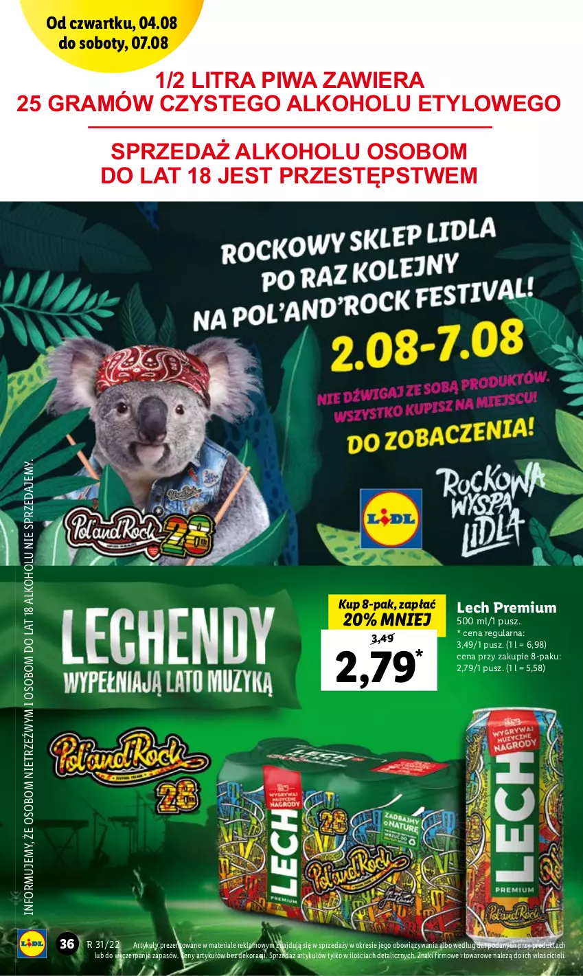 Gazetka promocyjna Lidl - GAZETKA - ważna 04.08 do 06.08.2022 - strona 36 - produkty: Gra, Lech Premium, Piwa