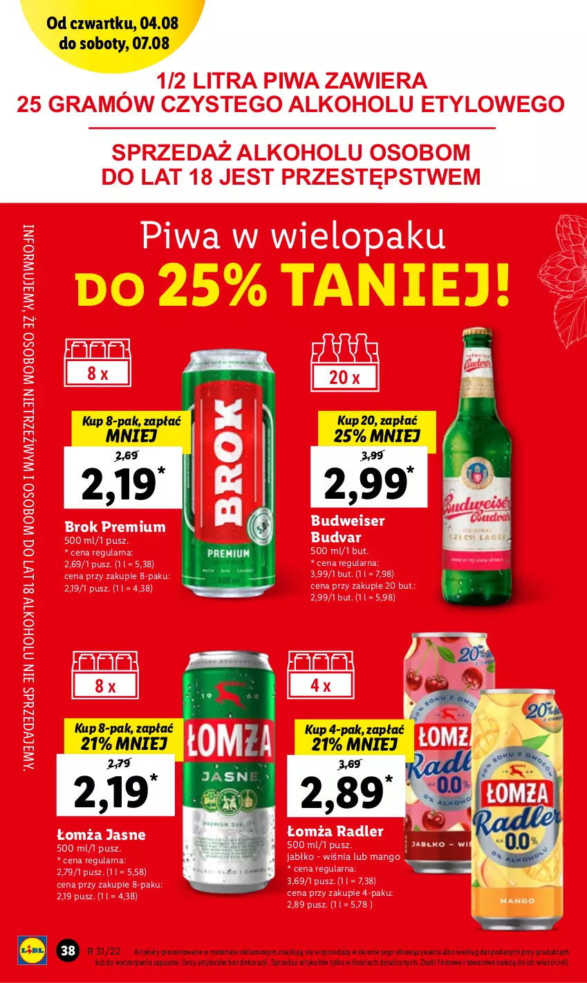 Gazetka promocyjna Lidl - GAZETKA - ważna 04.08 do 06.08.2022 - strona 38 - produkty: Gra, Mango, Piwa, Radler, Ser