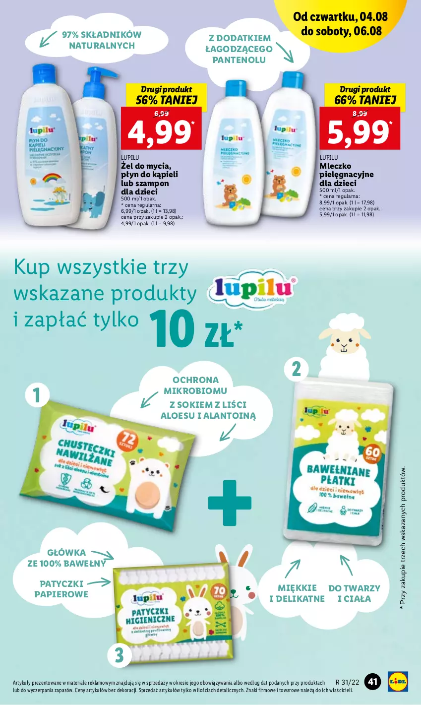 Gazetka promocyjna Lidl - GAZETKA - ważna 04.08 do 06.08.2022 - strona 41 - produkty: Dzieci, Mleczko, Papier, Płyn do kąpieli, Sok, Szampon