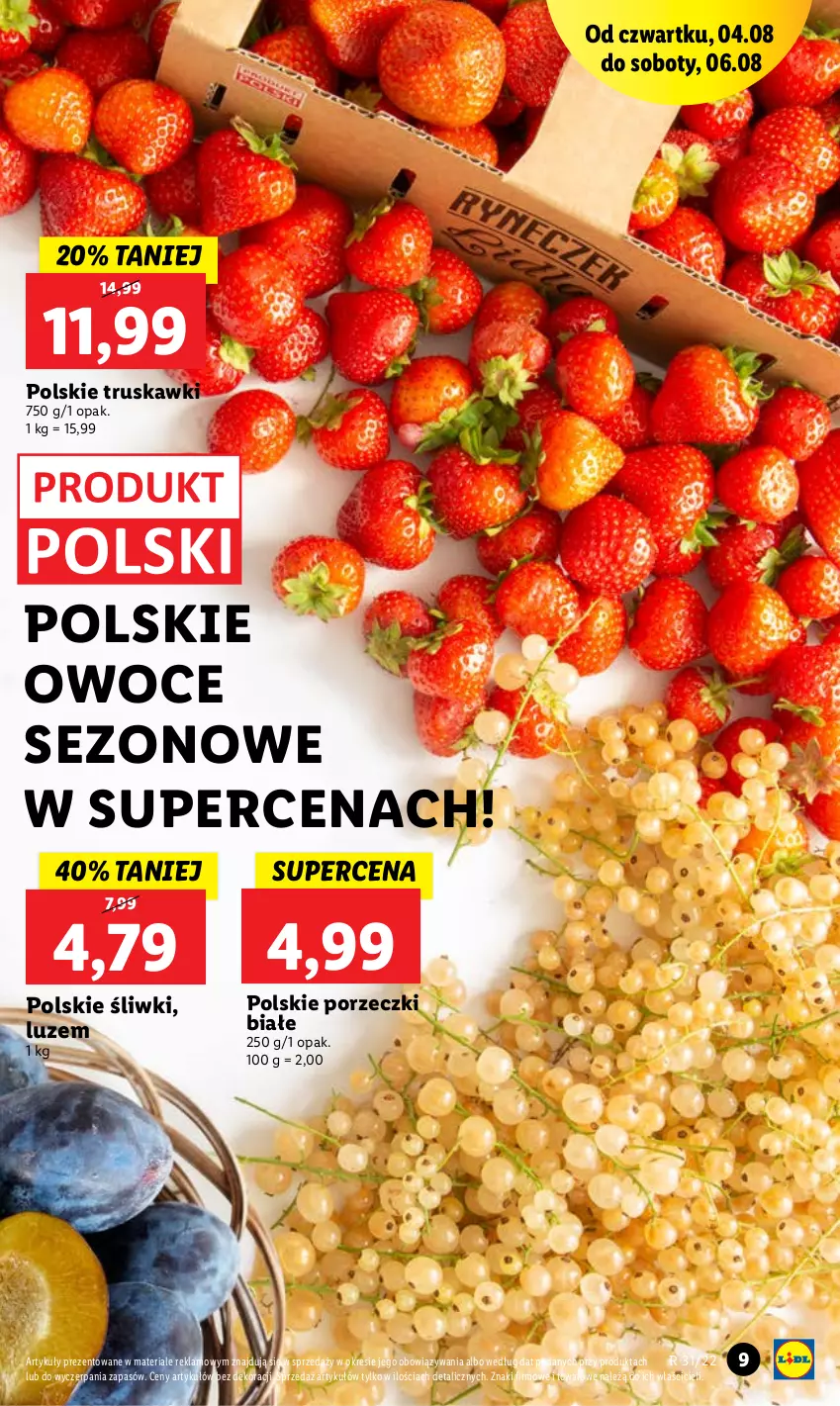 Gazetka promocyjna Lidl - GAZETKA - ważna 04.08 do 06.08.2022 - strona 9 - produkty: Owoce, Por, Truskawki
