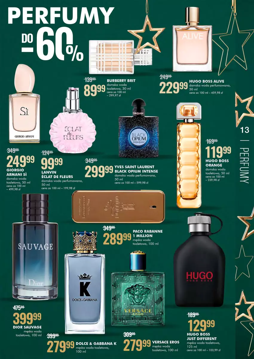 Gazetka promocyjna Super Pharm - Gazetka - ważna 29.11 do 12.12.2021 - strona 13 - produkty: Brit, Burberry, Fa, Hugo Boss, Lack, Laur, Lion, Perfum, Versace, Woda, Woda perfumowana, Woda toaletowa, Yves Saint Laurent