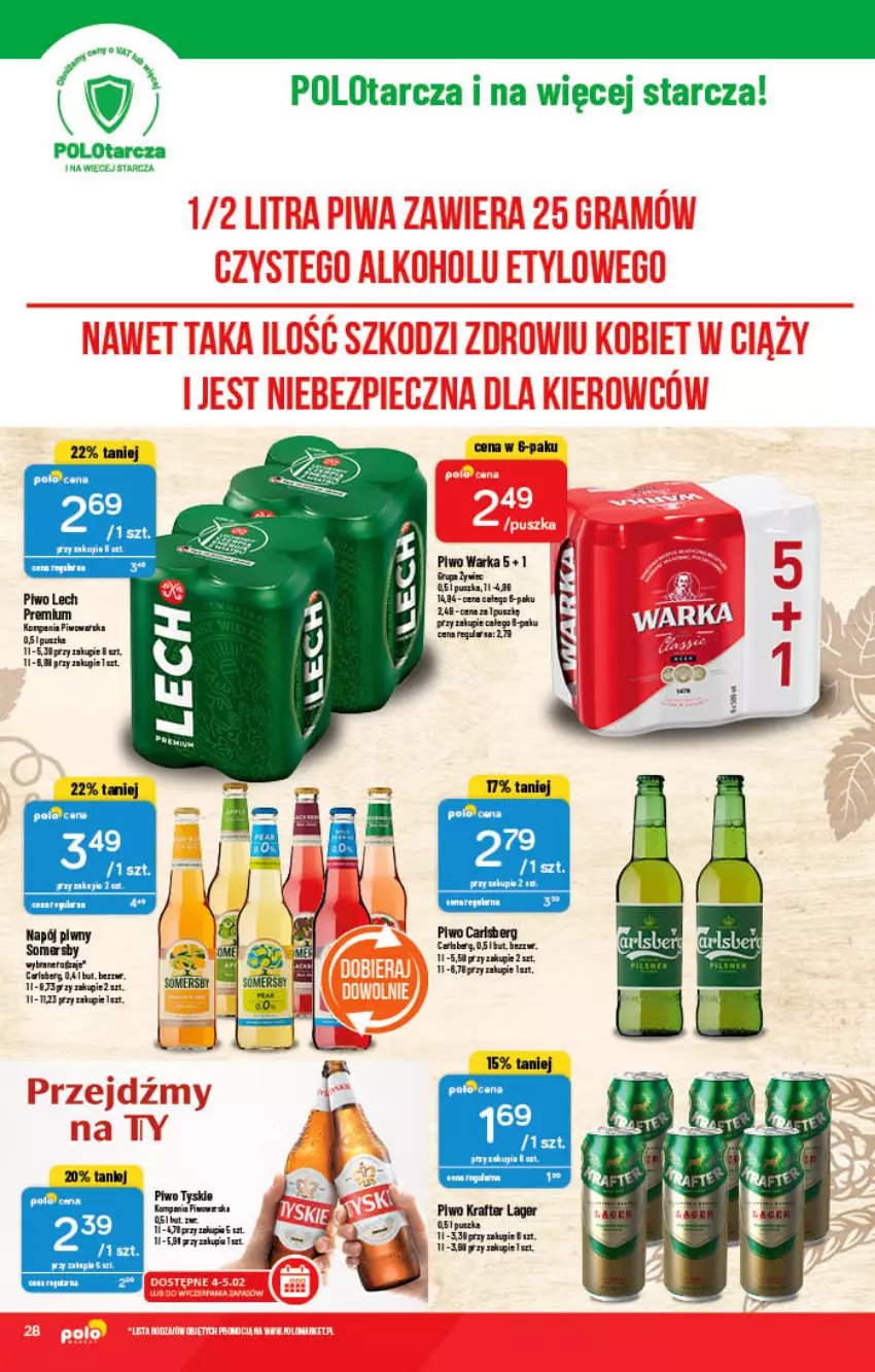 Gazetka promocyjna PoloMarket - Gazetka pomocyjna - ważna 02.02 do 08.02.2022 - strona 28 - produkty: Carlsberg, Piwo, Tyskie, Warka