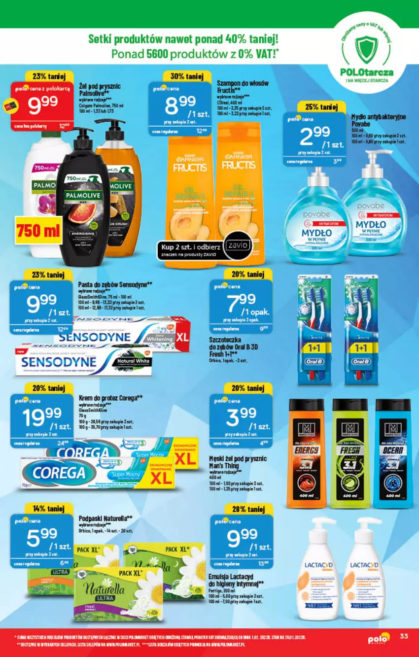 Gazetka promocyjna PoloMarket - Gazetka pomocyjna - ważna 02.02 do 08.02.2022 - strona 33 - produkty: BIC, Corega, Emulsja, Fa, Lactacyd, LG, Mydło, Oral B, Pasta do zębów, Sensodyne, Szczoteczka