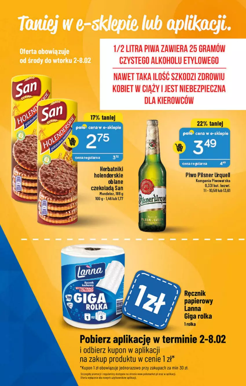 Gazetka promocyjna PoloMarket - Gazetka pomocyjna - ważna 02.02 do 08.02.2022 - strona 43 - produkty: Herbatniki, Papier, Pilsner Urquell, Piwo, Ręcznik