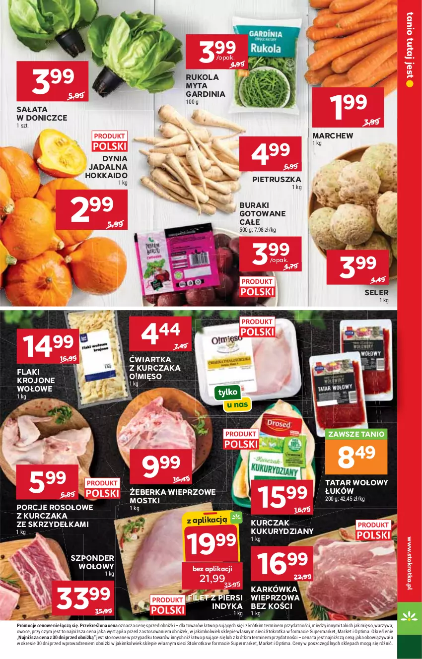 Gazetka promocyjna Stokrotka - Market - ważna 15.10 do 21.10.2026 - strona 13 - produkty: Buraki, Flaki, Kurczak, Mięso, Optima, Owoce, Pietruszka, Por, Rukola, Sałat, Szponder wołowy, Tatar wołowy, Warzywa