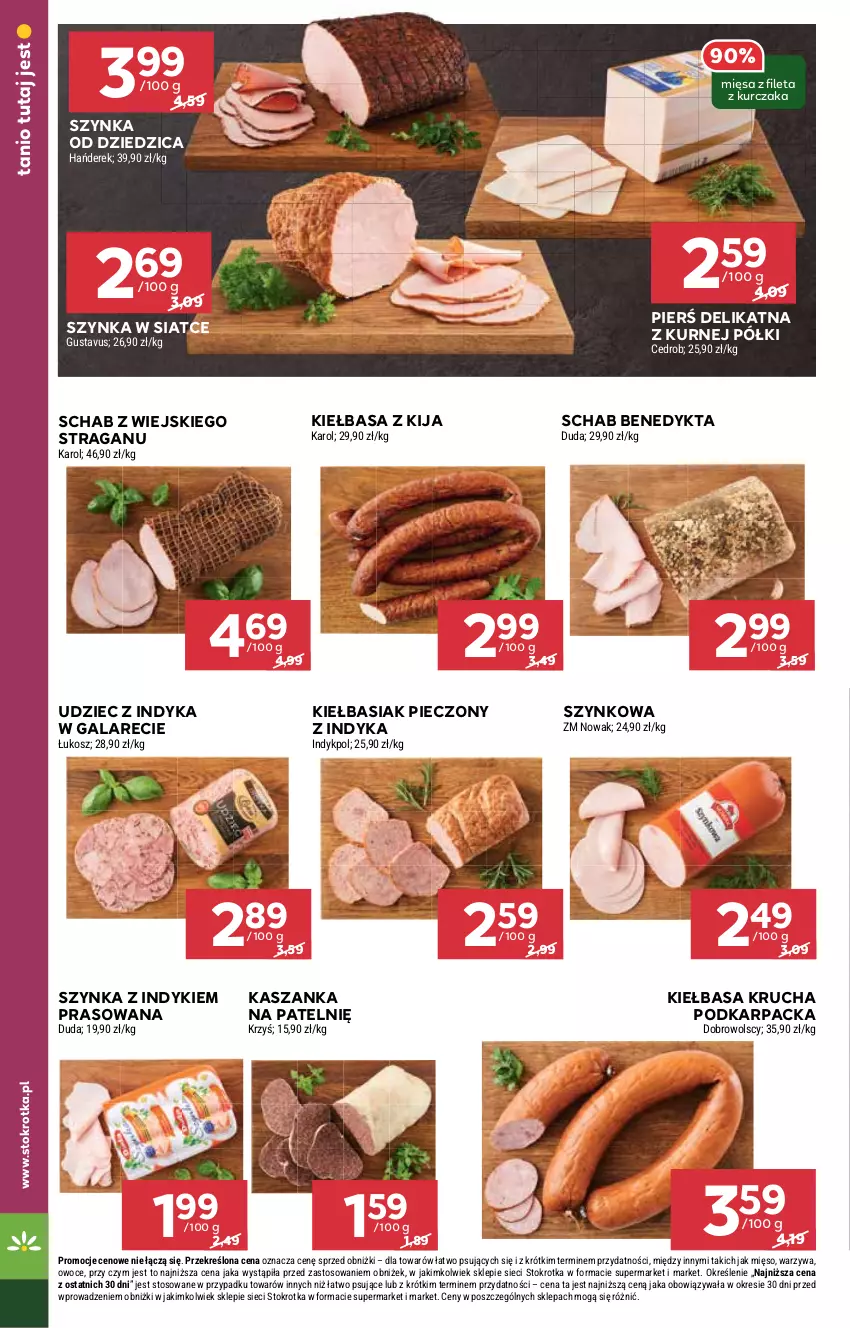 Gazetka promocyjna Stokrotka - Market - ważna 24.10 do 29.10.2024 - strona 6 - produkty: Basia, Duda, Gala, Karp, Kasza, Kaszanka, Kiełbasa, Kiełbasa krucha, Kosz, Kurczak, Mięso, NOWAK, Owoce, Piec, Schab Benedykta, Szynka, Udziec z indyka, Udziec z indyka w galarecie, Warzywa