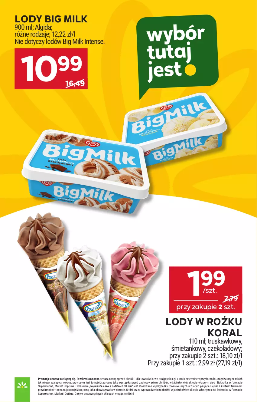 Gazetka promocyjna Stokrotka - Market - ważna 29.04 do 06.05.2026 - strona 23 - produkty: Algida, Big Milk, LG, Lody, Mięso, Optima, Owoce, Warzywa